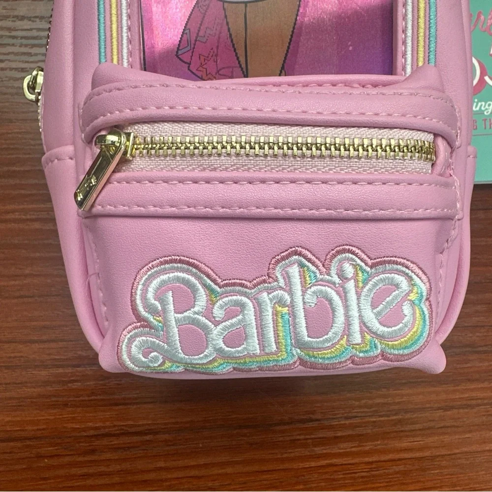Loungefly Barbie 65th Anniversary Pink Mini Backpack Lenticular Pencil Case - Picture 4 of 14